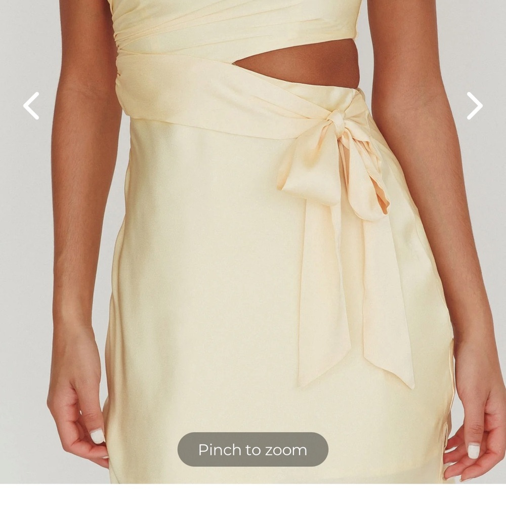 Abloom satin maxi dress new yellow here comes the sun Sz S - Picture 3 of 4